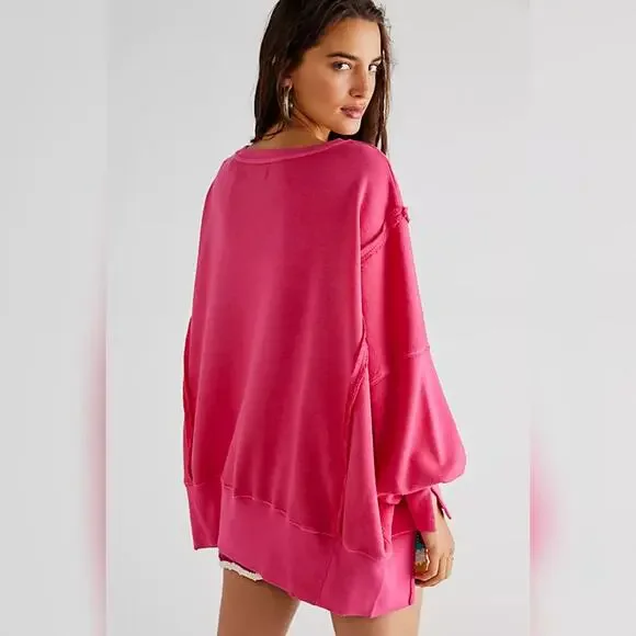We The Free - Free People Camden Sweatshirt - Pink Phenom - Small - Picture 3 of 9